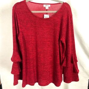 Style & Co Ruffled-Sleeve Heathered Top